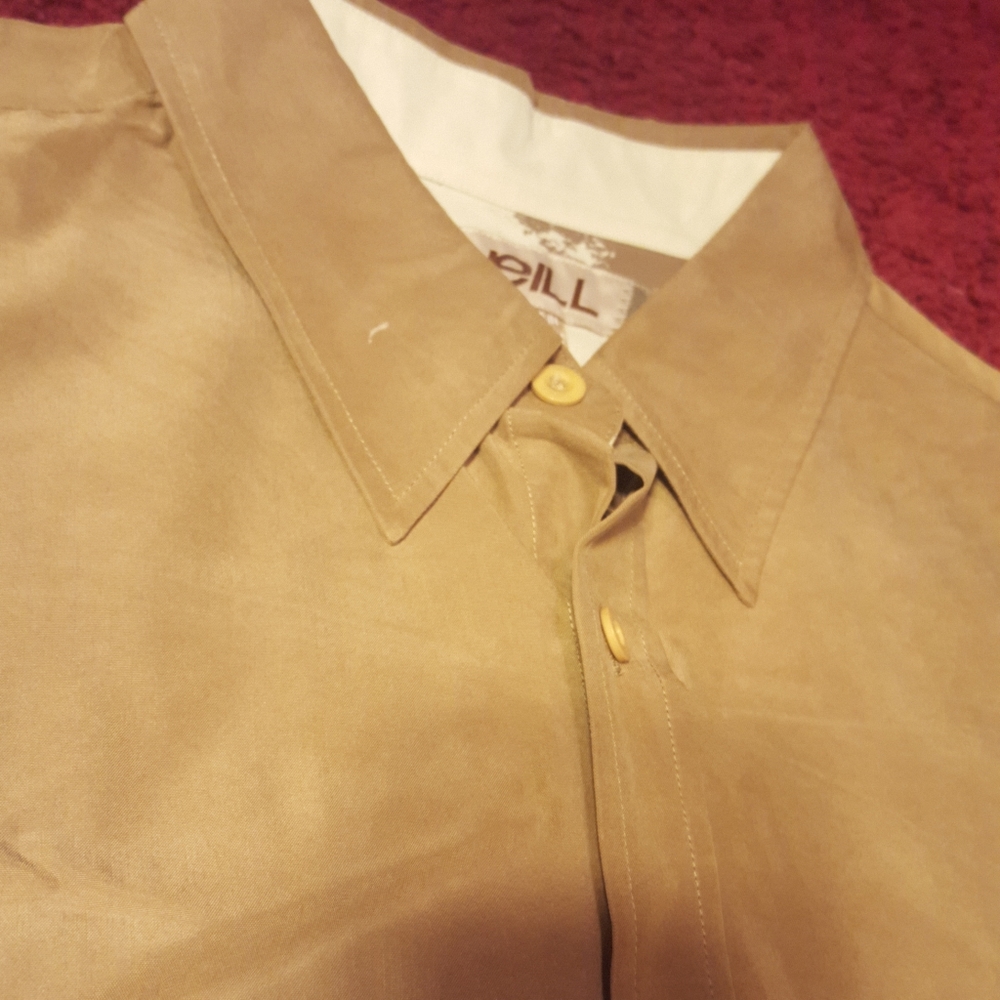 O'Neill Beige Solid Short Sleeve Button Up